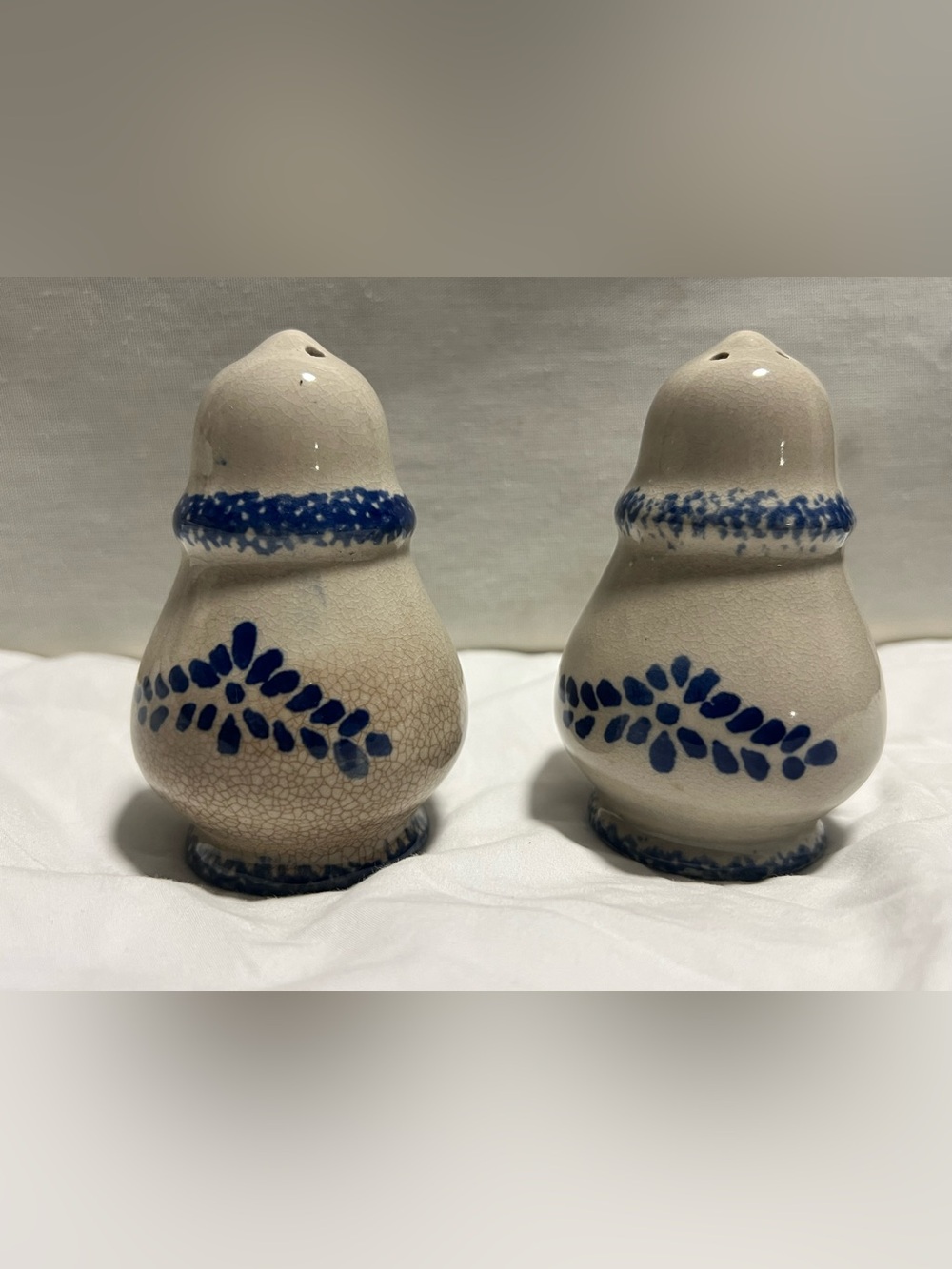 Vintage 1980s Salt & Pepper Shakers Cobalt Blue Stoneware Style